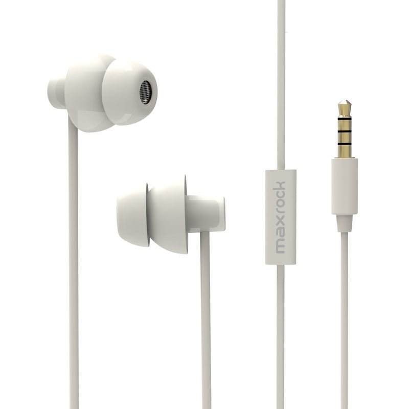 MAXROCK (TM Unique Total Soft Silicon Sleeping Headphones Earplugs Earbuds with Mic for Cellphones,Tablets and 3.5 mm Jack Plug (White) - Image 1